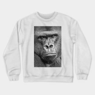 Western Lowland Gorilla Close Up B&W Crewneck Sweatshirt